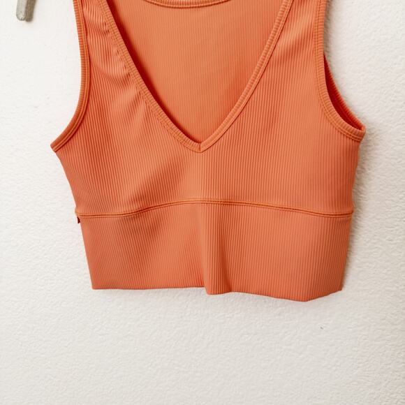 [Lululemon] Golden Apricot Power Pivot Ribbed Cropped Tank Top Reversible Size 4 - Picture 8 of 11